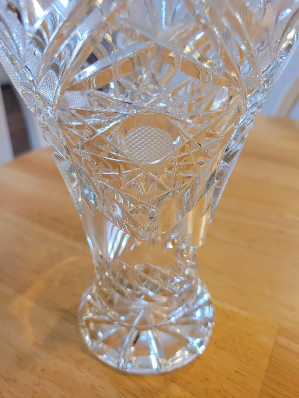 Vintage Crystal Bohemian Floral Cut Vase